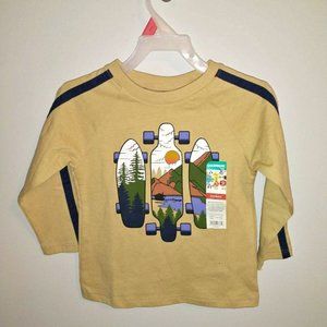 garanimals toddler boy long sleeve graphic shirt, nature, khaki color, 2T k-254